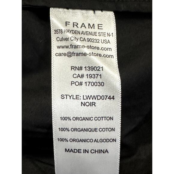 Frame Puff Sleeve Mini Dress Mock Collar Button Front Pleated Black W US S NWOT - Picture 9 of 9